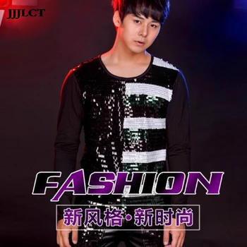 Star male singer rock long sleeve stitching sequin t-shirt Mars concert costume bar nightclub clothing
Star male singer rock long sleeve stitching sequin t-shirt Mars concert costume bar nightclub clothing