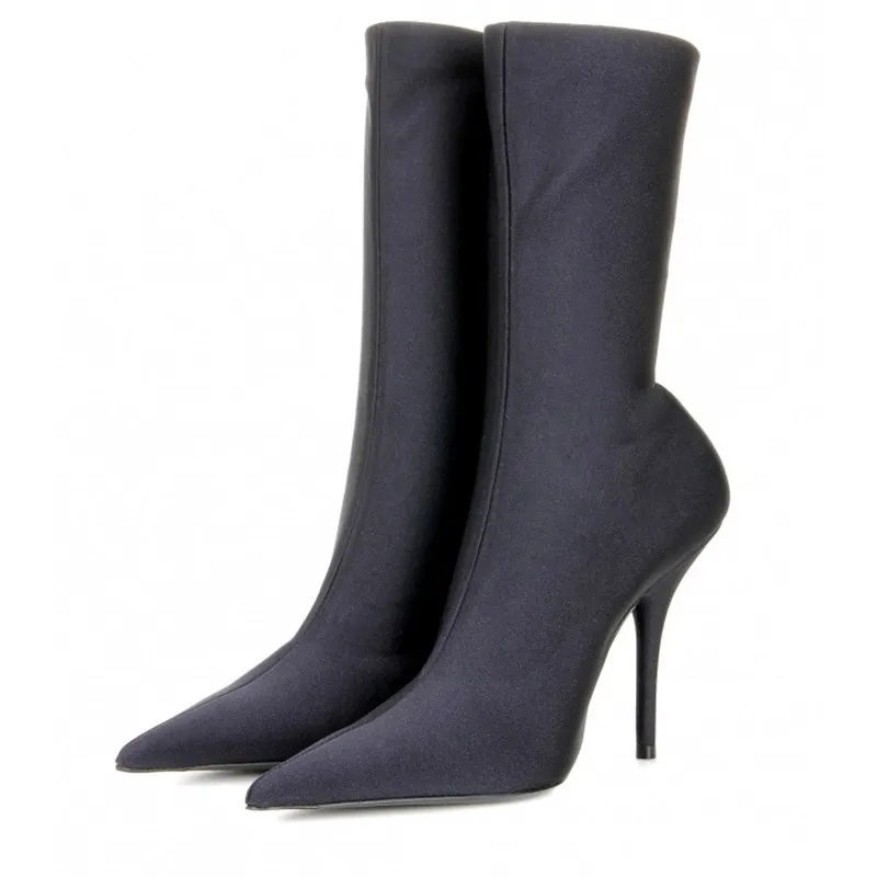 Fashion Satin Stretch Fabric Ankle Boots Pointed Toe Thin Heels Solid Women Boots Comfortable Slip-On Large Size Women Shoes
Fashion Satin Stretch Fabric Ankle Boots Pointed Toe Thin Heels Solid Women Boots Comfortable Slip-On Large Size Women Shoes