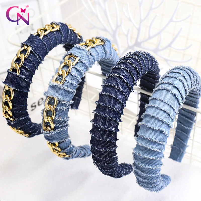CN 6 Pcs/lots Cool Women Denim Fabric Hair Hoop Solid Color Hair Ornament Chain Twisted Sponge Headband Fashion Hair Accessories
CN 6 Pcs/lots Cool Women Denim Fabric Hair Hoop Solid Color Hair Ornament Chain Twisted Sponge Headband Fashion Hair Accessories