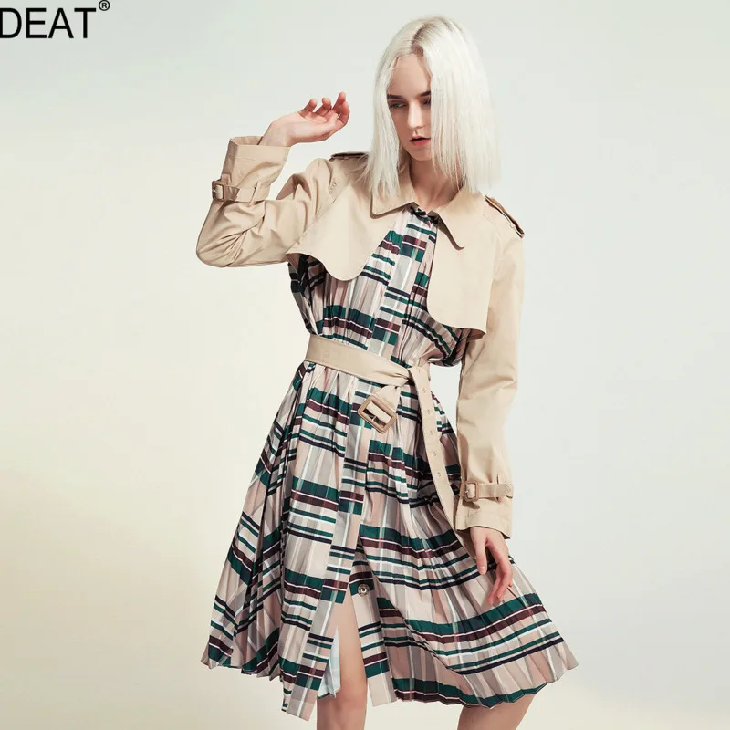 DEAT autumn and winter fashion clothes women khaki colot patchwork plaided trench high waist belts female windbreaker WJ14804L
DEAT autumn and winter fashion clothes women khaki colot patchwork plaided trench high waist belts female windbreaker WJ14804L