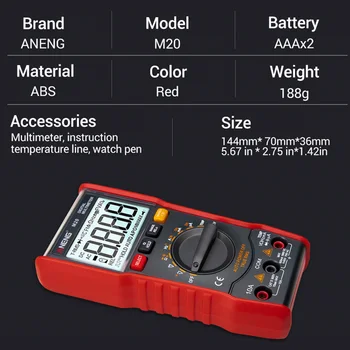 M20 Digital Multimeter 6000 Counts Testers ESR Meter Multimeter AC/DC Ammeter NCV Frequency Meter with Backlight ALI88
M20 Digital Multimeter 6000 Counts Testers ESR Meter Multimeter AC/DC Ammeter NCV Frequency Meter with Backlight ALI88