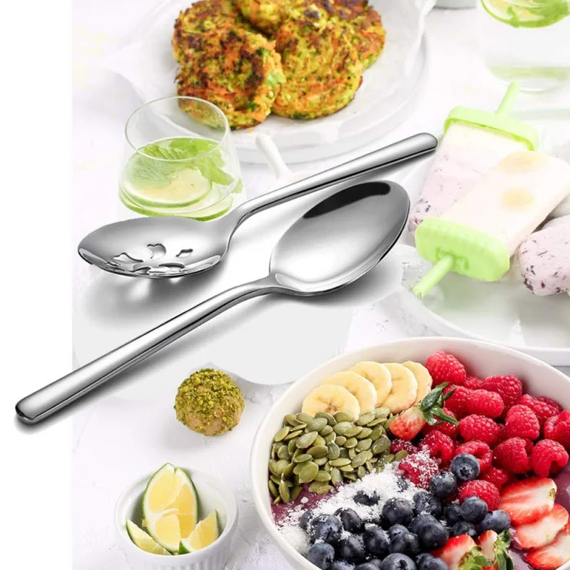 Stainless Steel Serving Spoon Slotted Skimmer Quality Extra Fine Buffet Party Dinner Kitchen Tools Thermomix Conlander Durable
Stainless Steel Serving Spoon Slotted Skimmer Quality Extra Fine Buffet Party Dinner Kitchen Tools Thermomix Conlander Durable