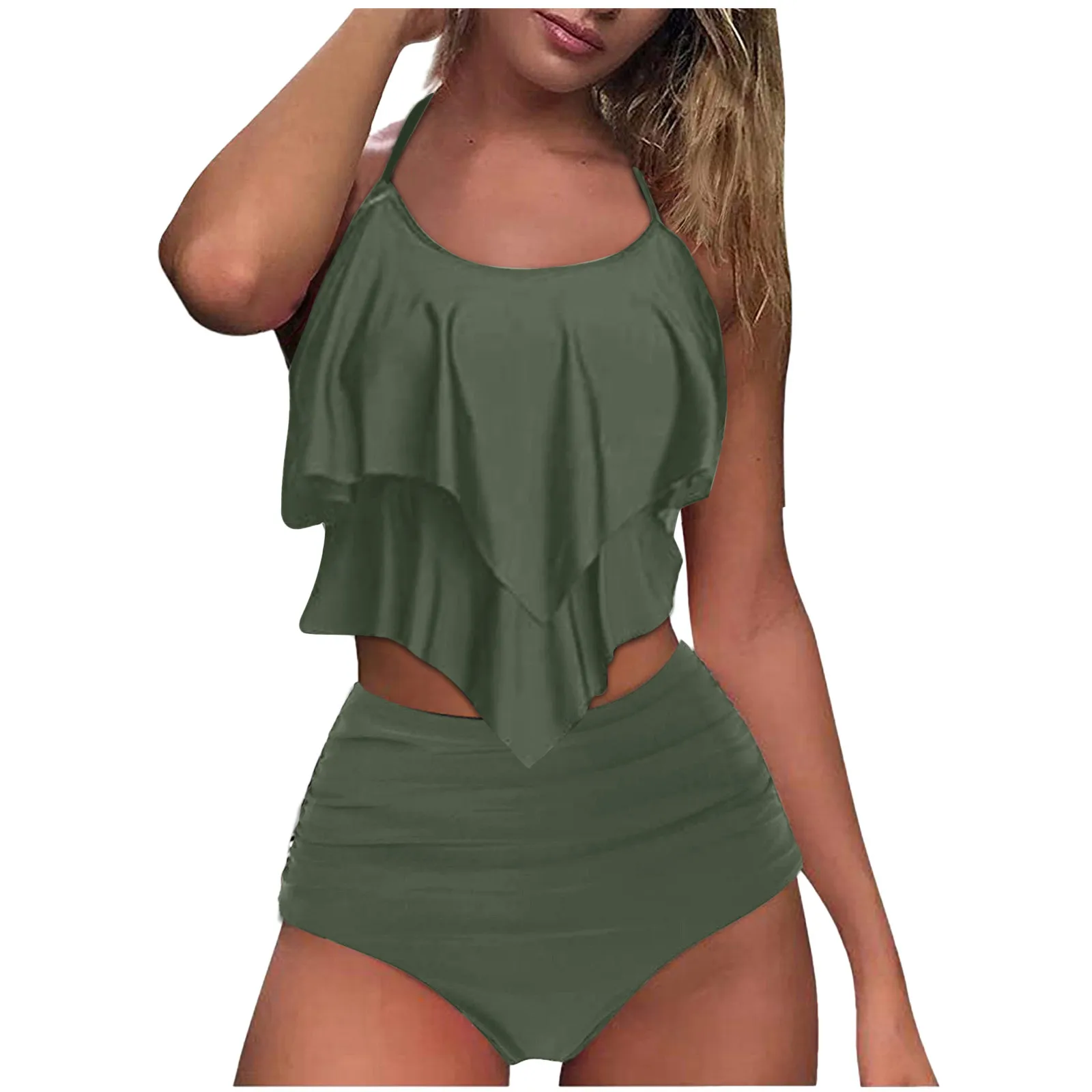 Plus Size 2 Piece Swimsuits Women Bandage Push-up Padded Flounce Tankini Swimwear Two Piece Double Flounce Top Tankini Wholesale
Plus Size 2 Piece Swimsuits Women Bandage Push-up Padded Flounce Tankini Swimwear Two Piece Double Flounce Top Tankini Wholesale