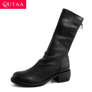 QUTAA 2020 Cow Leather Zipper Fashion All Match Mid Calf Boots Round Toe Square Low Heel Comfort Casual Women Shoes Size 34-39
QUTAA 2020 Cow Leather Zipper Fashion All Match Mid Calf Boots Round Toe Square Low Heel Comfort Casual Women Shoes Size 34-39