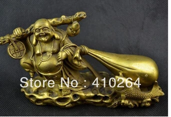 Free Shipping Old Handwork Copper Carving Buddha Carry Sack Of Gold Coin Big Statue
Free Shipping Old Handwork Copper Carving Buddha Carry Sack Of Gold Coin Big Statue
