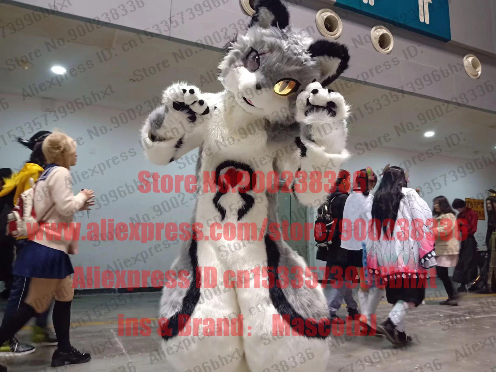 Объемный меховой костюм с 3d-глазами в японском стиле мультяшный Кот лиса полный