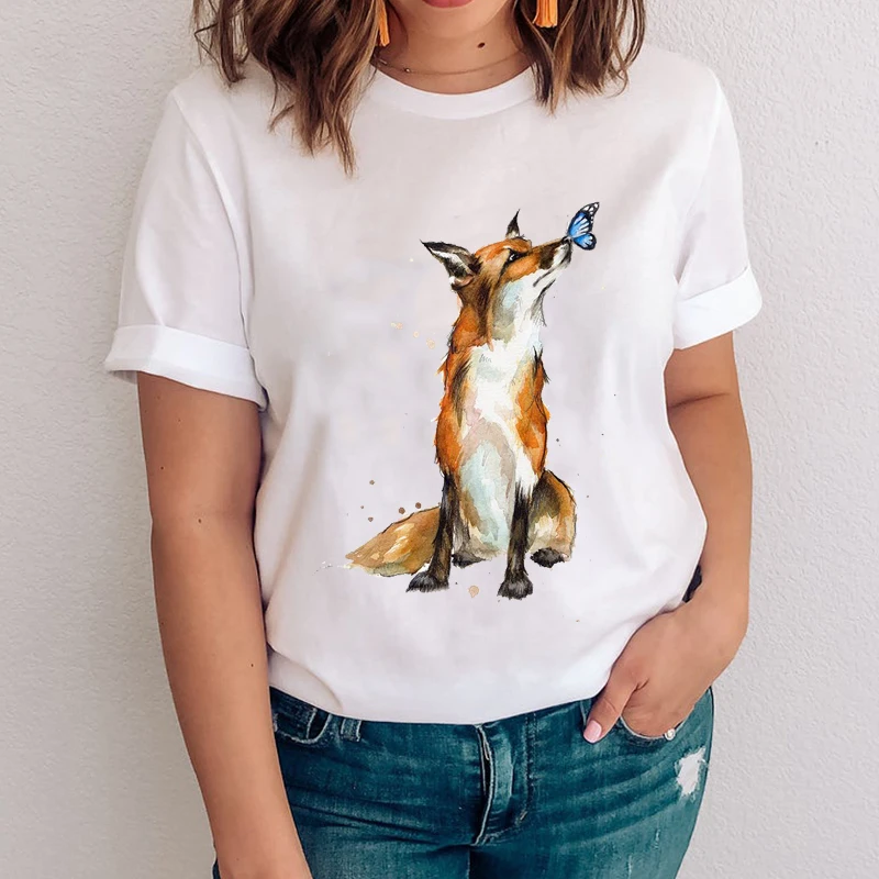Женские футболки с принтом 90-х мультяшных животных лисы женские топы одежда