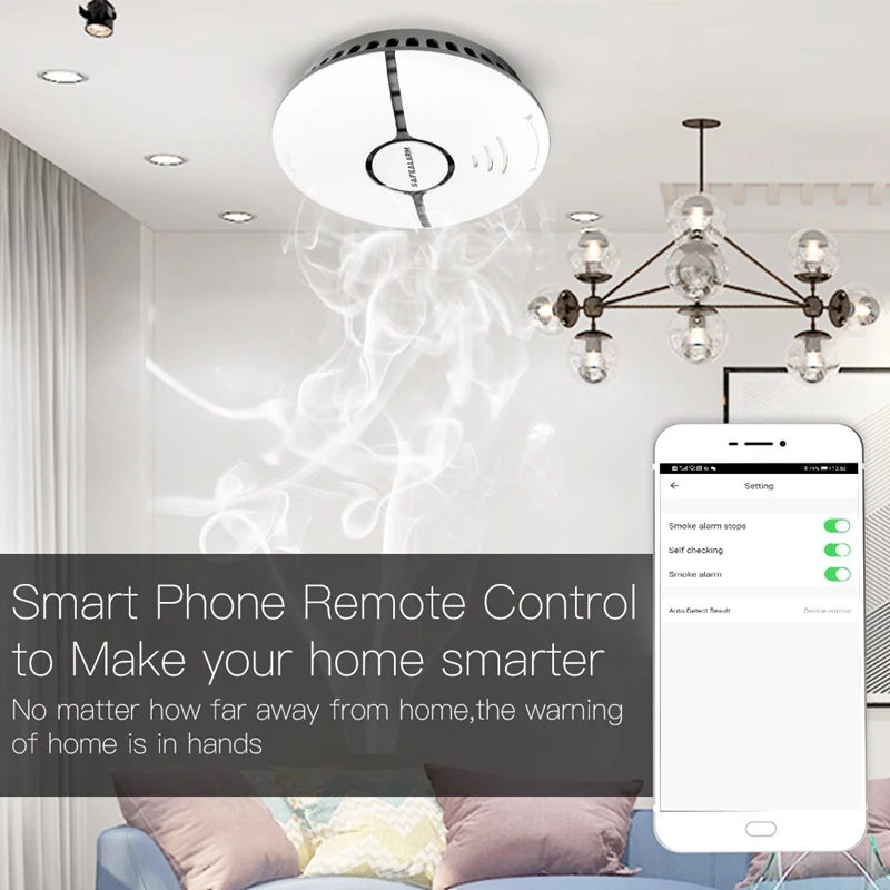 WiFi Smart Smoke Fire Gas Alarm Detector Home Security System Battery-Powered Alarm Wireless WIFI Smoke Sensor Contro
WiFi Smart Smoke Fire Gas Alarm Detector Home Security System Battery-Powered Alarm Wireless WIFI Smoke Sensor Contro