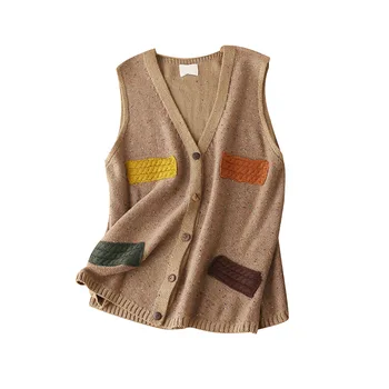 Women's V-neck Knitted Sweater Vest Women Tank Top Vest Cardigan Single Breasted Vintage Sleeveless Sweater for Women
Women's V-neck Knitted Sweater Vest Women Tank Top Vest Cardigan Single Breasted Vintage Sleeveless Sweater for Women