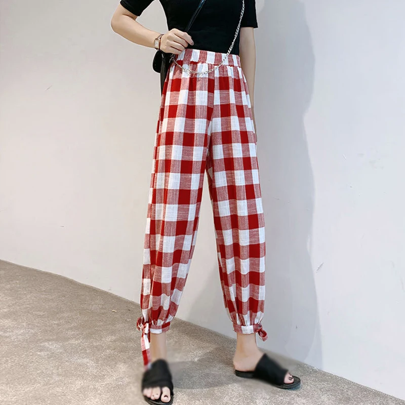 Women's Pants High Waist Slim Fashion Bottoms Loose Fit Checked Baggy Casual Ladies Plaid High Quality Pants
Women's Pants High Waist Slim Fashion Bottoms Loose Fit Checked Baggy Casual Ladies Plaid High Quality Pants