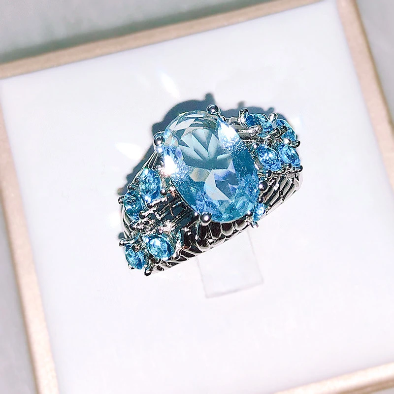 925 Silver Color Sapphire Diamond Ring for Women Blue Topaz Oval Jewelry Fine Anillos Wedding Gemstone Bizuteria 925 Rings
925 Silver Color Sapphire Diamond Ring for Women Blue Topaz Oval Jewelry Fine Anillos Wedding Gemstone Bizuteria 925 Rings