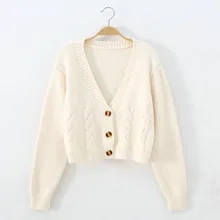 Fall 2020 Women Clothing Short High Waist Soild Sweater Women Single-breasted Knitted Jacket Femme Top Cardigan Crop Top V-Neck
Fall 2020 Women Clothing Short High Waist Soild Sweater Women Single-breasted Knitted Jacket Femme Top Cardigan Crop Top V-Neck