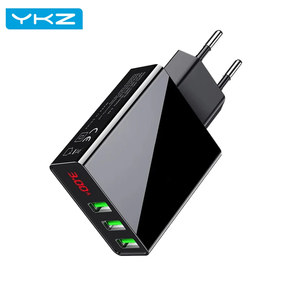 Сетевое зарядное устройство с 3 USB портами и светодиодным дисплеем А|us wall charger|wall