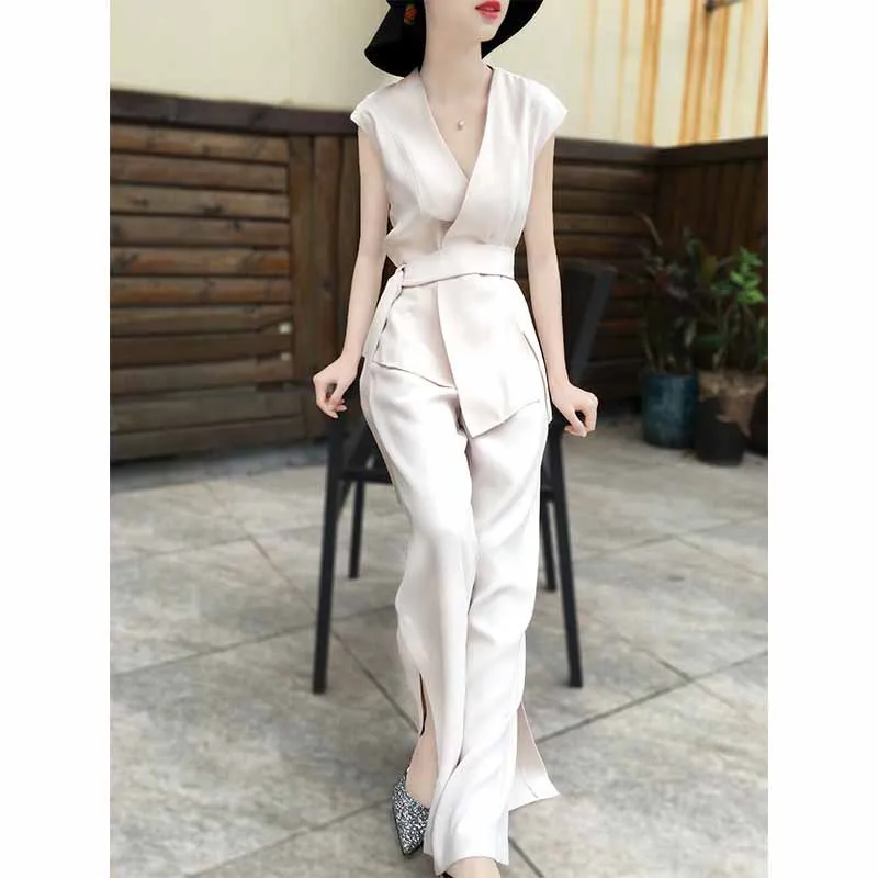 Summer New Style Short Sleeve Lace-up Goddess-Style Debutante Elegant Loose Pants Two-Piece Set V-neck Fashion WOMEN'S Suit
Summer New Style Short Sleeve Lace-up Goddess-Style Debutante Elegant Loose Pants Two-Piece Set V-neck Fashion WOMEN'S Suit