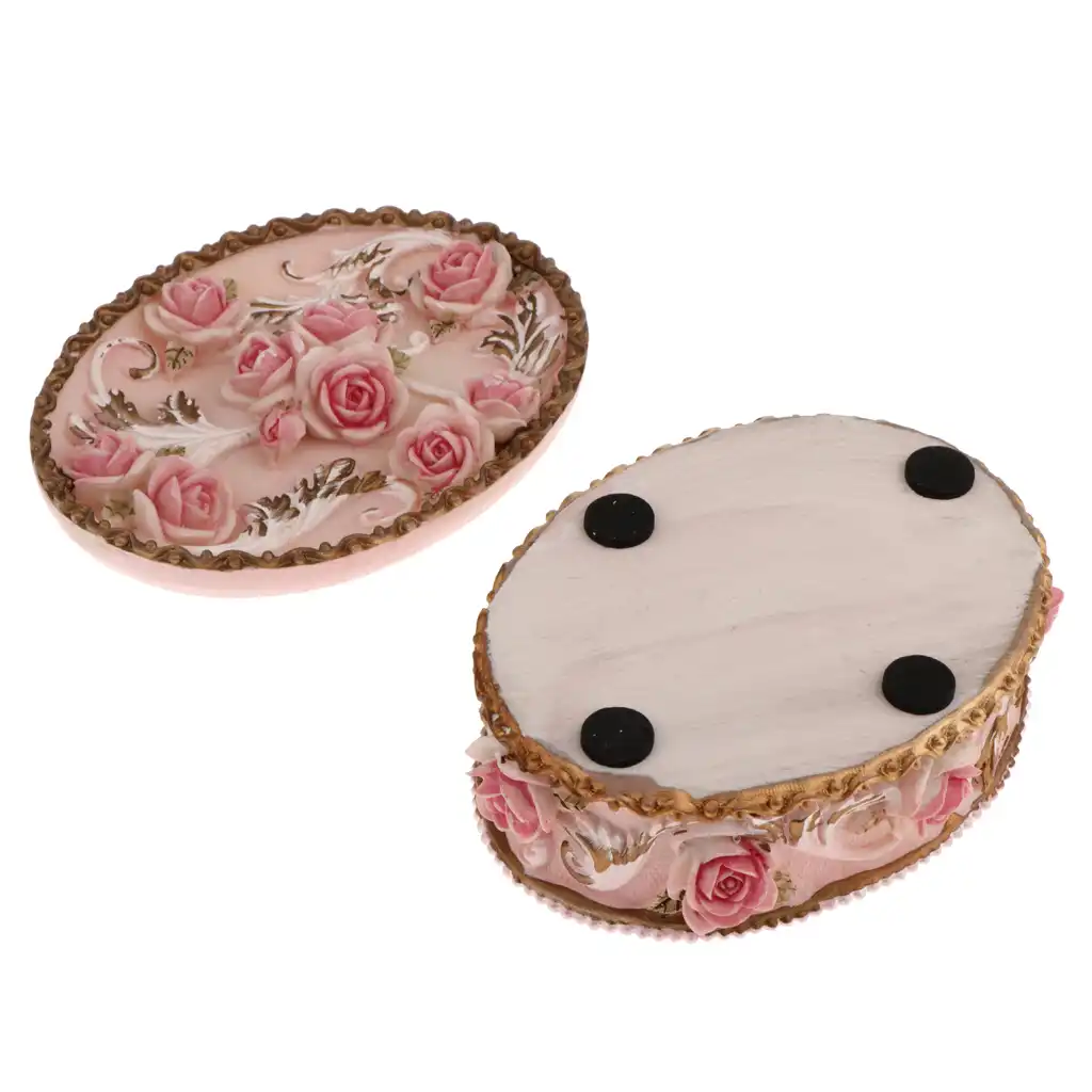 roses flower ring earring jewelry resin box wedding bridal gift
