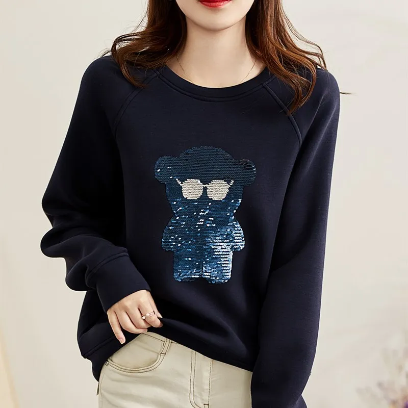 Women Sweatershirt Korean Pop Paillette Top Crystel Bear Pullover Oversized Femal Winter Clothes
Women Sweatershirt Korean Pop Paillette Top Crystel Bear Pullover Oversized Femal Winter Clothes