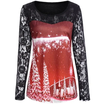 Christmas Womens Tops Long Sleeve O Sleeve Lace Stitching Printed T Shirt Women 2020 Female Fashion Shirt Tops Plus Size
Christmas Womens Tops Long Sleeve O Sleeve Lace Stitching Printed T Shirt Women 2020 Female Fashion Shirt Tops Plus Size