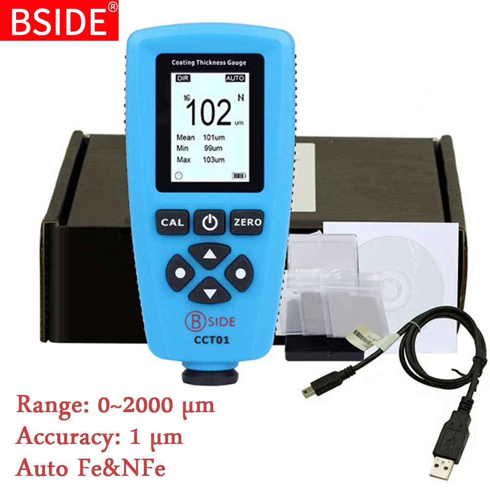 Digital Coating Thickness Gauge BSIDE CCT01 1 /0-2000um Car Paint Film Thickness Tester Meter Measuring /NFE
Digital Coating Thickness Gauge BSIDE CCT01 1 /0-2000um Car Paint Film Thickness Tester Meter Measuring /NFE