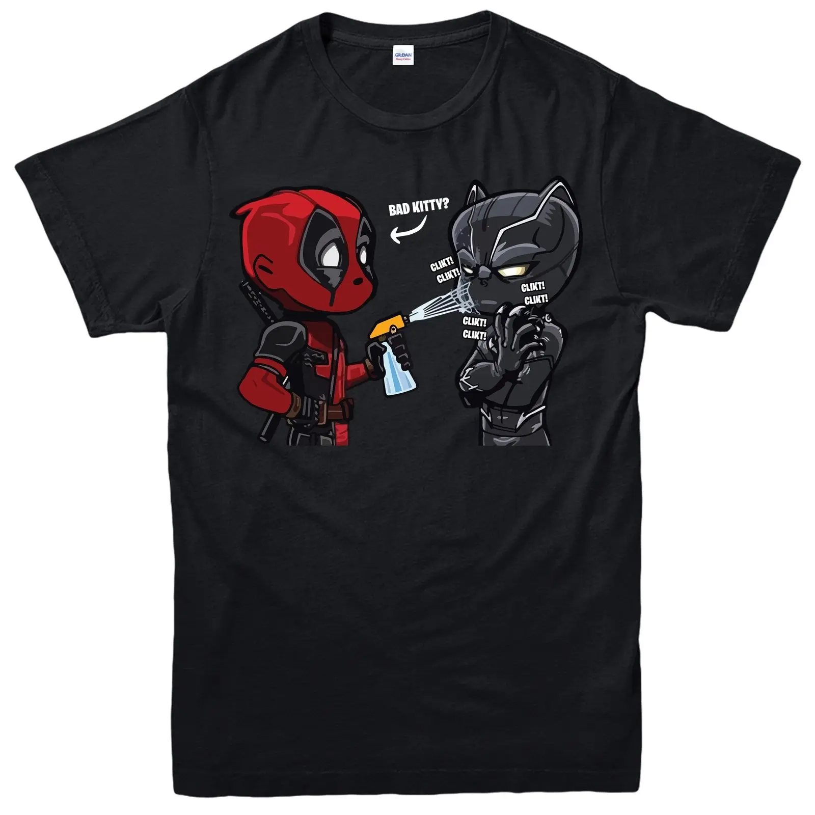 Футболка Deadpool Bad Little Kitty топ с черной пантерой Мужская футболка новинка Забавные