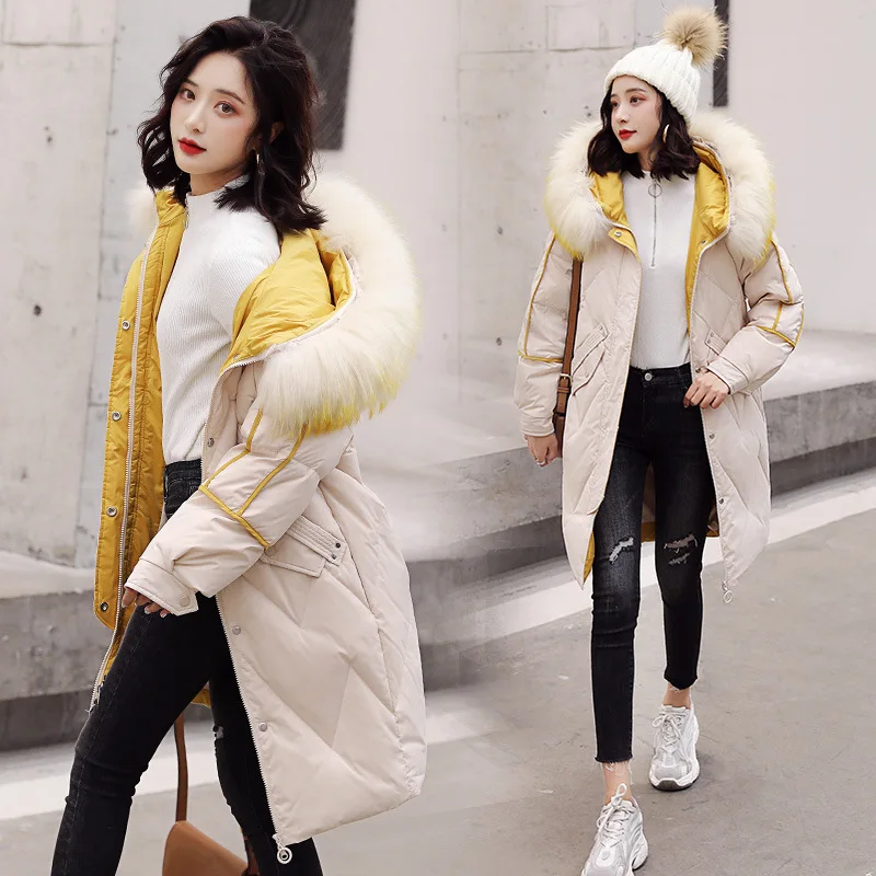2019 Winter New Style Loose Thick Versatile Fashion Contrast Color Cotton Coat WOMEN'S Coat Large Fur Collar Mid-length Cotton-p
2019 Winter New Style Loose Thick Versatile Fashion Contrast Color Cotton Coat WOMEN'S Coat Large Fur Collar Mid-length Cotton-p