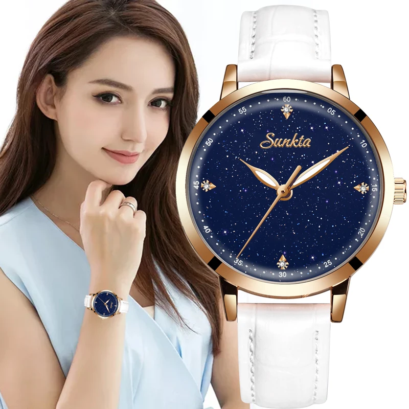 SUNKTA New Top Luxury Brand Women Watches Quartz Watch ladies Fashion Dress Leather Casual Woman Relogio Feminino 2020 | Наручные часы