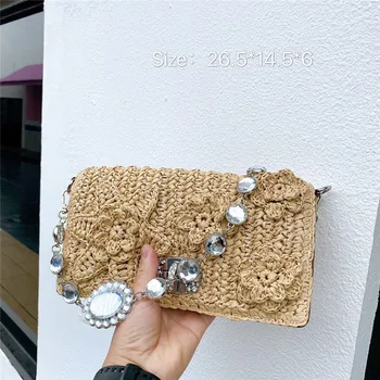 2020 Summer New Fashion Crystal Rhinestone Chain Woven Small Square Bag Shoulder Messenger Bag Women Purse and Handbag Louis Bag
2020 Summer New Fashion Crystal Rhinestone Chain Woven Small Square Bag Shoulder Messenger Bag Women Purse and Handbag Louis Bag