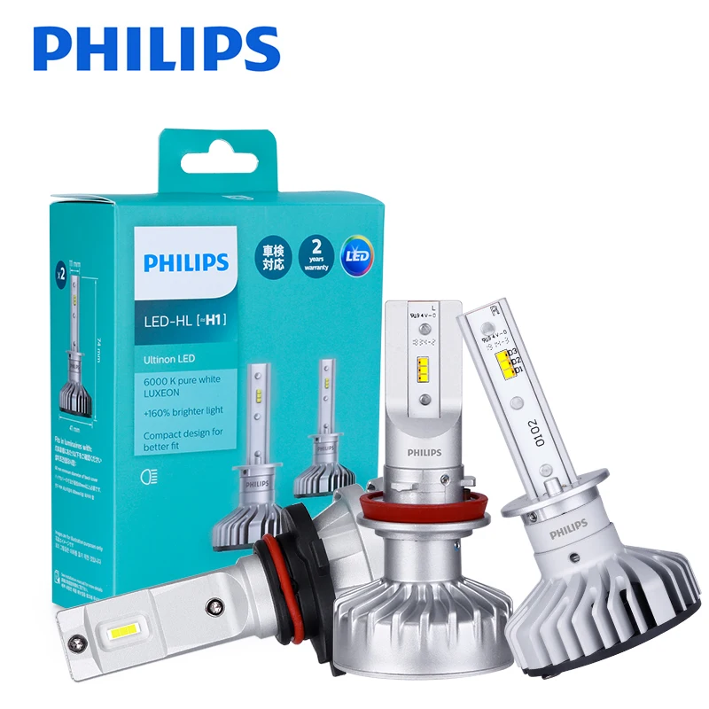 Натуральная Philips светодиодный 9012 H1R2 Ultinon Эфирное G2 фары комплект 6000K 12V H7 H4 H11 H8 9005