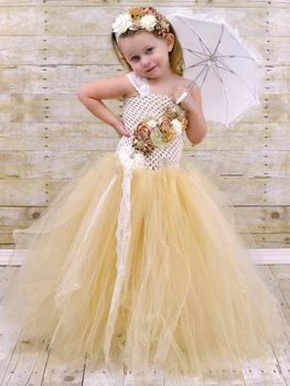 Elegant Girls Beige Lace Flower Tutu Dress Kids Crochet Tulle Dress Ball Gown with Hairbow Children Wedding Party Costume Dress
Elegant Girls Beige Lace Flower Tutu Dress Kids Crochet Tulle Dress Ball Gown with Hairbow Children Wedding Party Costume Dress