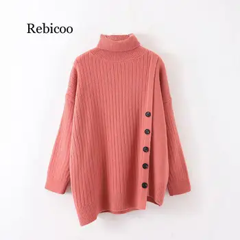 Fashion Turtleneck Sweater Women Long Sleeve Button Pullover Sweaters 2019 Casual Female Asymmetrical Top Autumn Winter Tunic
Fashion Turtleneck Sweater Women Long Sleeve Button Pullover Sweaters 2019 Casual Female Asymmetrical Top Autumn Winter Tunic