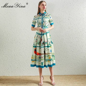MoaaYina Fashion Designer dress Summer Women Dress Beaded turn-down collar Short sleeve Floral-Print Dresses
MoaaYina Fashion Designer dress Summer Women Dress Beaded turn-down collar Short sleeve Floral-Print Dresses