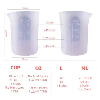 2Pcs 100ML 250ML Flexible Silicone Measuring Cup Cook Bakers Resin Jewelry Tools 1XCA 
2Pcs 100ML 250ML Flexible Silicone Measuring Cup Cook Bakers Resin Jewelry Tools 1XCA