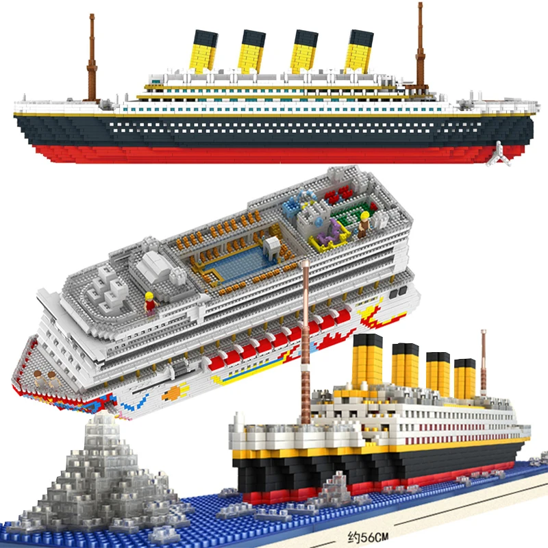 Фото Luxury Cruise Liner Ship Big White Boat Diamond Mini Building Micro Blocks Brick Assembled Toy Kids Gift ZRK7800 | Игрушки и хобби