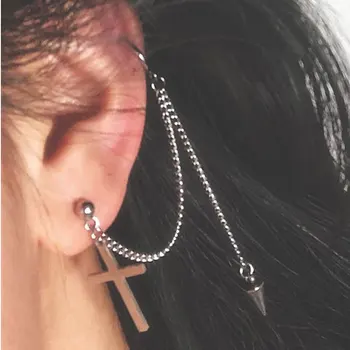 New Arrival Punk Fake Piercing Cartilage Clip On Earrings Ear Cuff Small Cross Hoop Earrings with Chain Studs Single Ear
New Arrival Punk Fake Piercing Cartilage Clip On Earrings Ear Cuff Small Cross Hoop Earrings with Chain Studs Single Ear