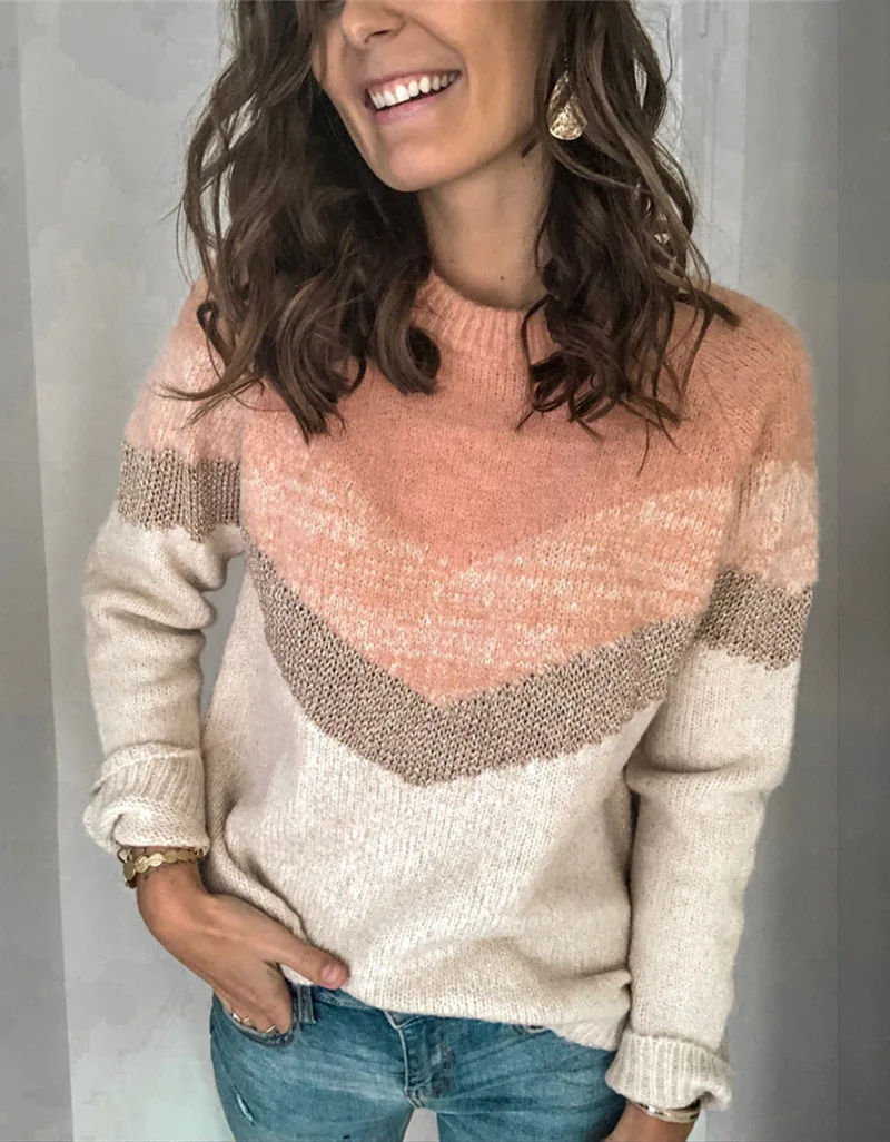 2020 Sweater Autumn And Winter New Product Contrast Splicing Sweater Hedging Round Neck Raglan Sleeves Female
2020 Sweater Autumn And Winter New Product Contrast Splicing Sweater Hedging Round Neck Raglan Sleeves Female