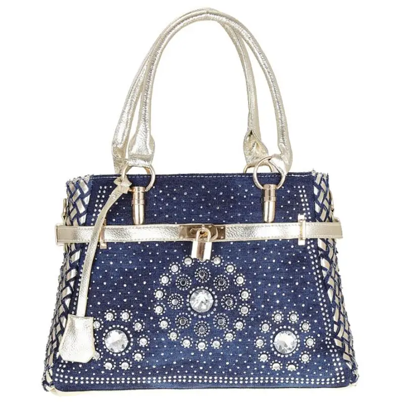 Fashion Denim Diamond Lock Buckle Denim Shoulder Bag Elegant Rhinestone Decoration Crossbody Bag For Women Ladies Girls
Fashion Denim Diamond Lock Buckle Denim Shoulder Bag Elegant Rhinestone Decoration Crossbody Bag For Women Ladies Girls
