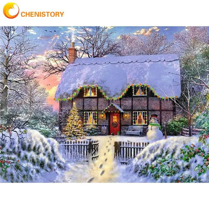 

CHENISTORY 60x75cm Frame Paint By Number For Adults Christmas Snow Picture By Numbers Acrylic Paint On Canvas Home Decors Art