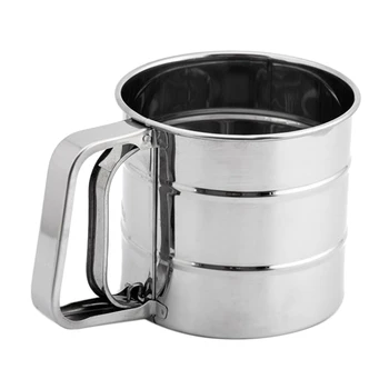 Stainless Steel Shaker Sieve Cup Powder Mesh Crank Flour Sifter with Measuring Scale for Flour Icing Sugar ,Small
Stainless Steel Shaker Sieve Cup Powder Mesh Crank Flour Sifter with Measuring Scale for Flour Icing Sugar ,Small