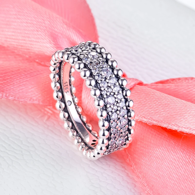 Роскошные 925 стерлингового серебра бисером проложить кольцо для женщин