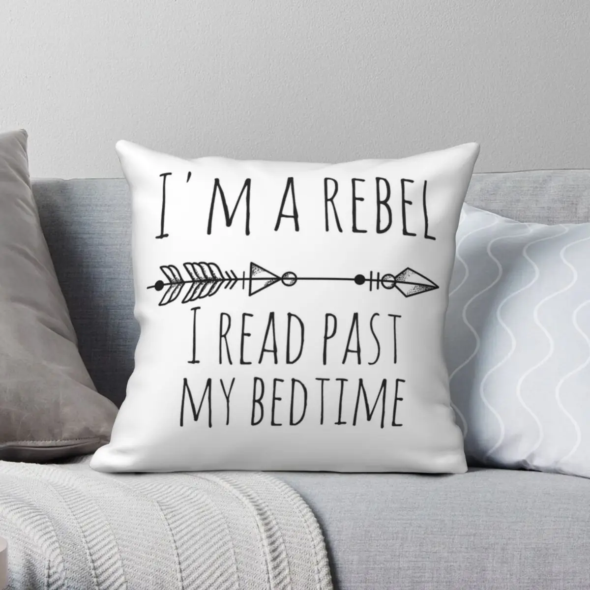 

Наволочка из полиэстера и льна на молнии с надписью I'm A Rebel I Read last My Bedtime