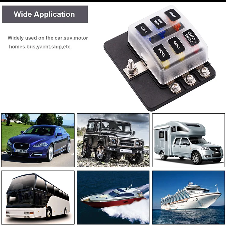 Blade Fuse Box Holder 6 Ways Modified Fuse Box Terminal Block with LED Warning Light for Car Boat Marine Trike
Blade Fuse Box Holder 6 Ways Modified Fuse Box Terminal Block with LED Warning Light for Car Boat Marine Trike