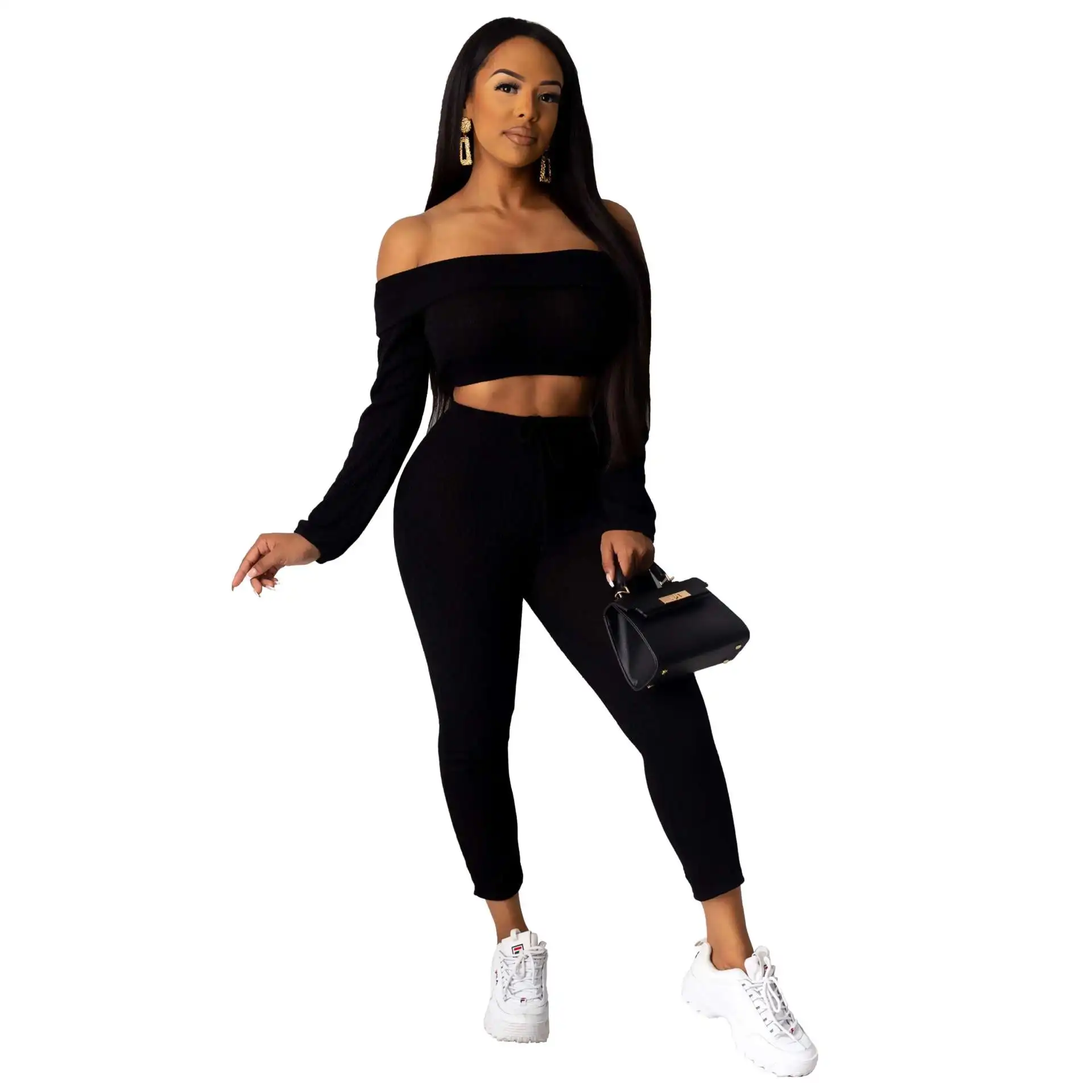 Echoine Autumn Winter Ribbed Knit 2 Piece Set Sexy Off Shoulder Crop Top and Pants Skinny Party Club Outfits Matching Set black
Echoine Autumn Winter Ribbed Knit 2 Piece Set Sexy Off Shoulder Crop Top and Pants Skinny Party Club Outfits Matching Set black