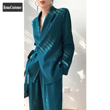 New High Street Green Suits Sets Womens Spring Autumn Korean British Style Lace Up Blouse Elegant Wide Leg Pants Two-Piece Suit 
New High Street Green Suits Sets Womens Spring Autumn Korean British Style Lace Up Blouse Elegant Wide Leg Pants Two-Piece Suit