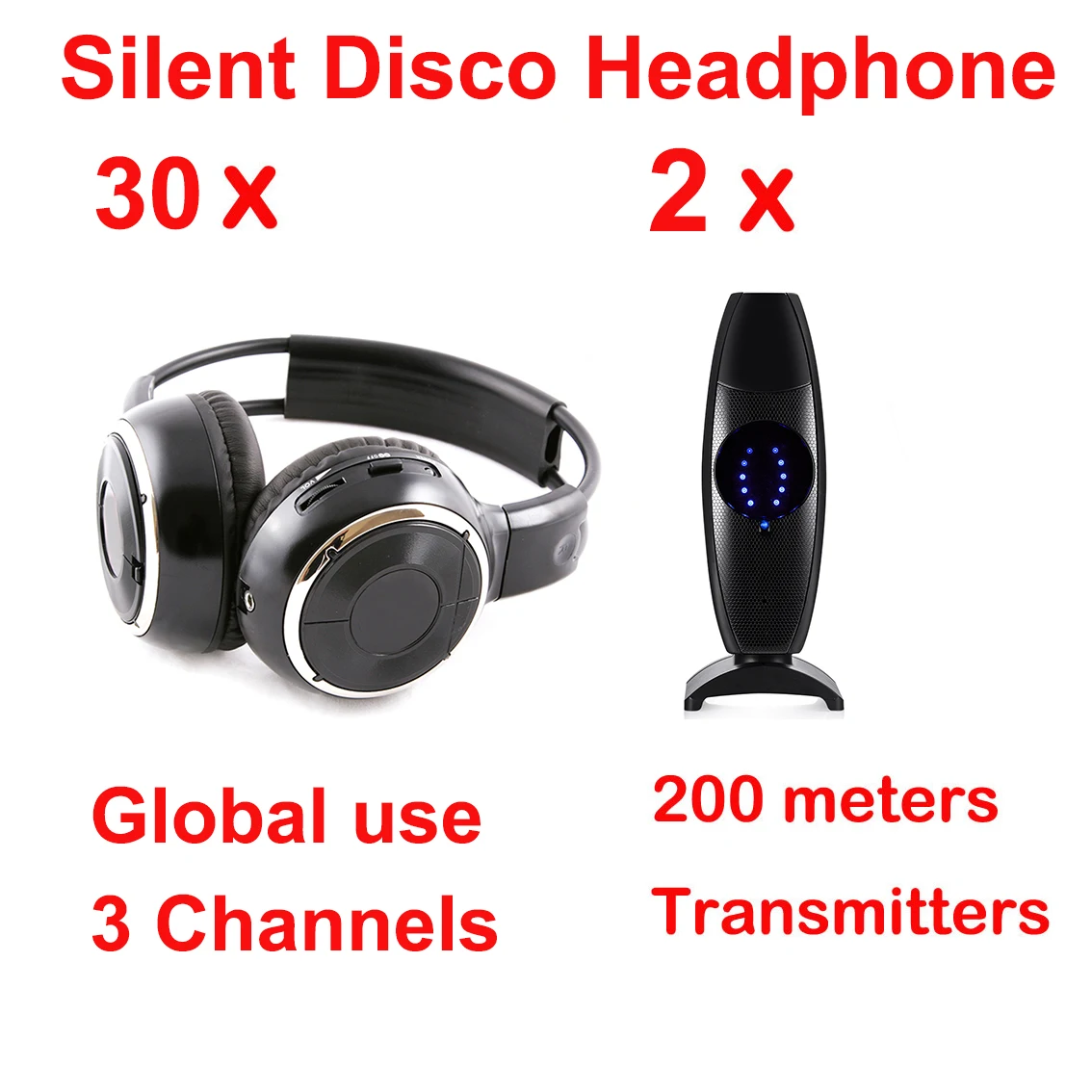 CATASSU Professional Quiet Clubbing Party silent disco folding headphones Package (30 Foldable Headphones + 2 Transmitters) | Электроника