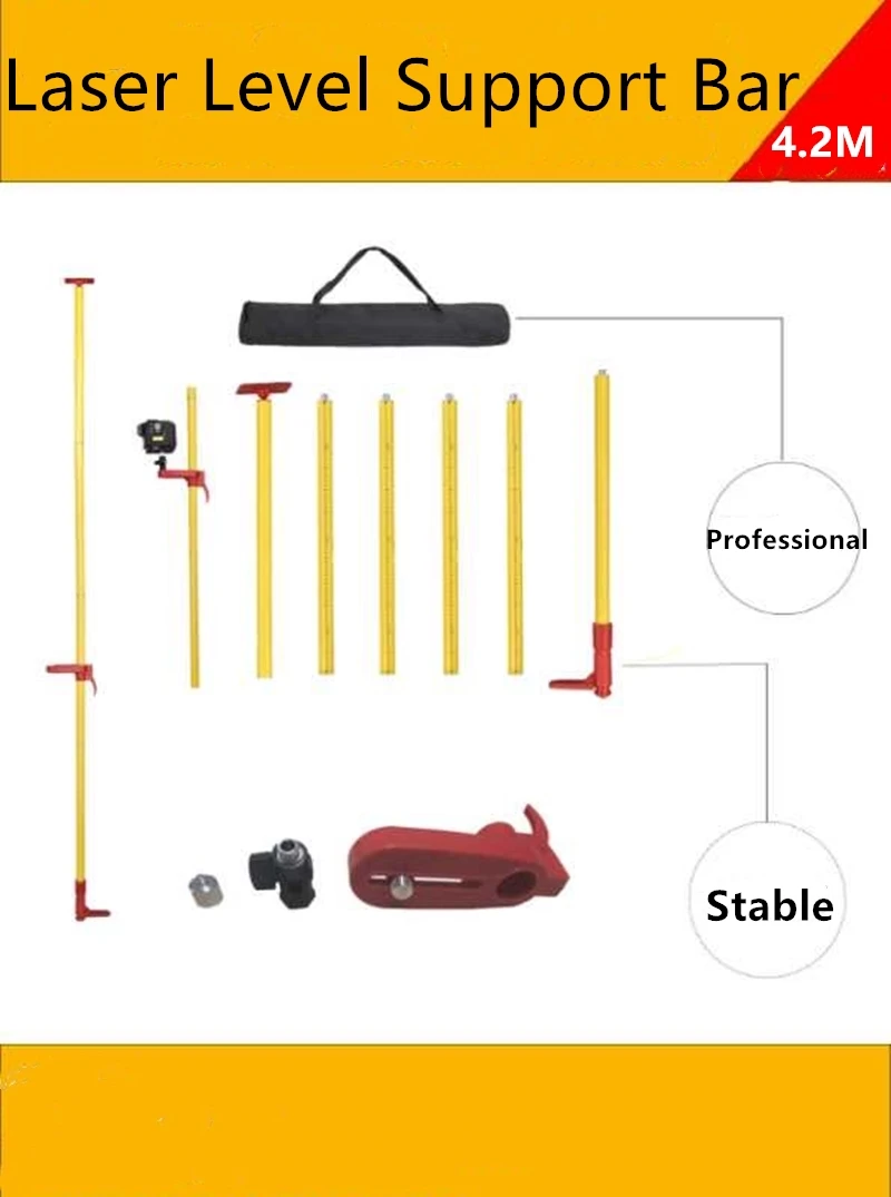 Professional quality 4.2M Laser Level Extend Telescopic Bracket 5/8 and 1/4 Interface Elongation Support Stand
Professional quality 4.2M Laser Level Extend Telescopic Bracket 5/8 and 1/4 Interface Elongation Support Stand