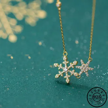 925 Sterling Silver Cubic Zirconia Snowflake Pendant Statement Gold Color Chain Christmas Zircon Necklaces Jewelry for Women
925 Sterling Silver Cubic Zirconia Snowflake Pendant Statement Gold Color Chain Christmas Zircon Necklaces Jewelry for Women