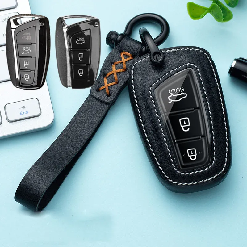Leather Car Smart Key Cover Case Shell For Hyundai Solaris Accent Elantra ix35 ix45 Santa Fe Accessories Protection Ring
Leather Car Smart Key Cover Case Shell For Hyundai Solaris Accent Elantra ix35 ix45 Santa Fe Accessories Protection Ring