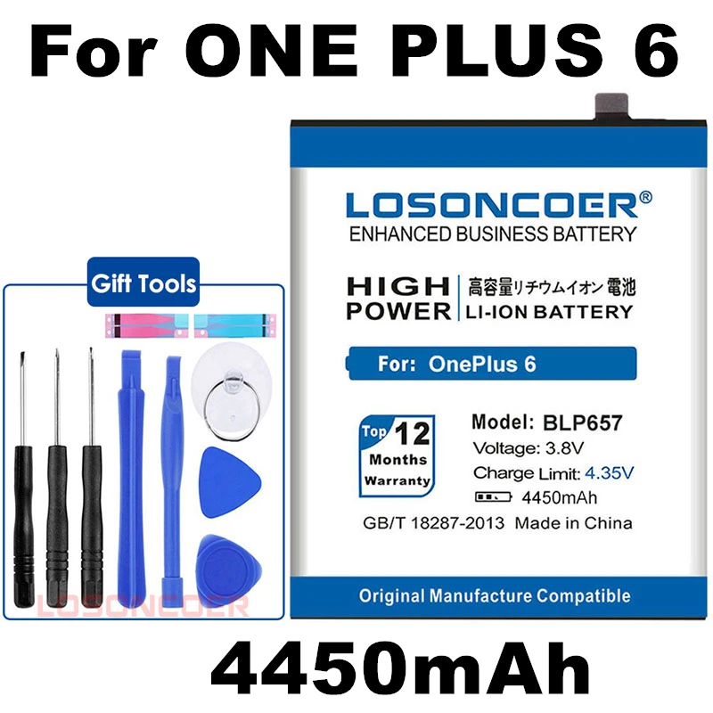 LOSONCOER 4450mAh Mobile Phone Batteries BLP657 For OnePlus 6 OnePlus Six 1+ One Plus 6 Battery+Quick Arrive
LOSONCOER 4450mAh Mobile Phone Batteries BLP657 For OnePlus 6 OnePlus Six 1+ One Plus 6 Battery+Quick Arrive