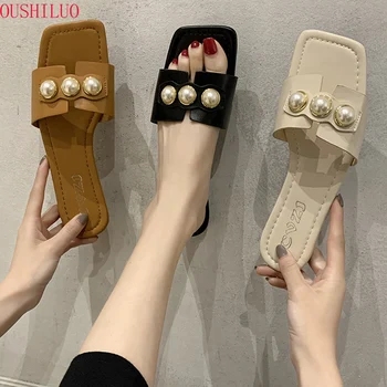 Summer pearl women slides flat casual outside women slippers 
Summer pearl women slides flat casual outside women slippers
