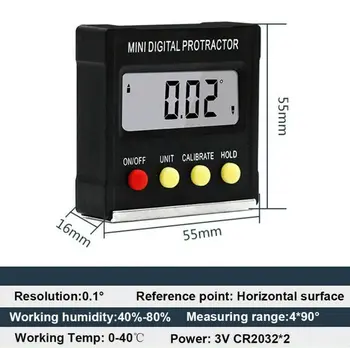 Digital Protractor Gauge Level Angle Finder Inclinometer Magnet Base No Battery Power-off Automatically In 5 Minutes
Digital Protractor Gauge Level Angle Finder Inclinometer Magnet Base No Battery Power-off Automatically In 5 Minutes