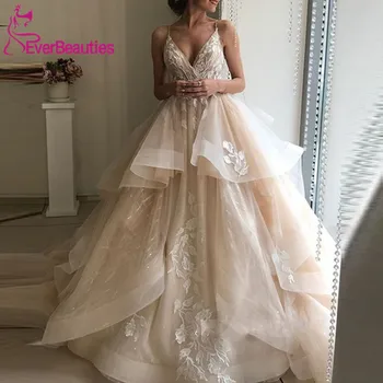 Ball Gown Wedding Dress 2020 Appliques Lace Tulle Light Champagne Wedding Gowns Bride Dress
Ball Gown Wedding Dress 2020 Appliques Lace Tulle Light Champagne Wedding Gowns Bride Dress